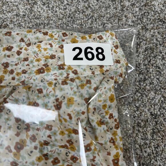 NWT Beachsissi Womens Medium Dress Floral Brown Tan Cream Button Neck Sleeveless - Picture 8 of 8